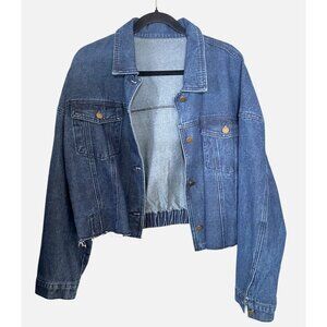 Cropped Denim Jacket XL Blue